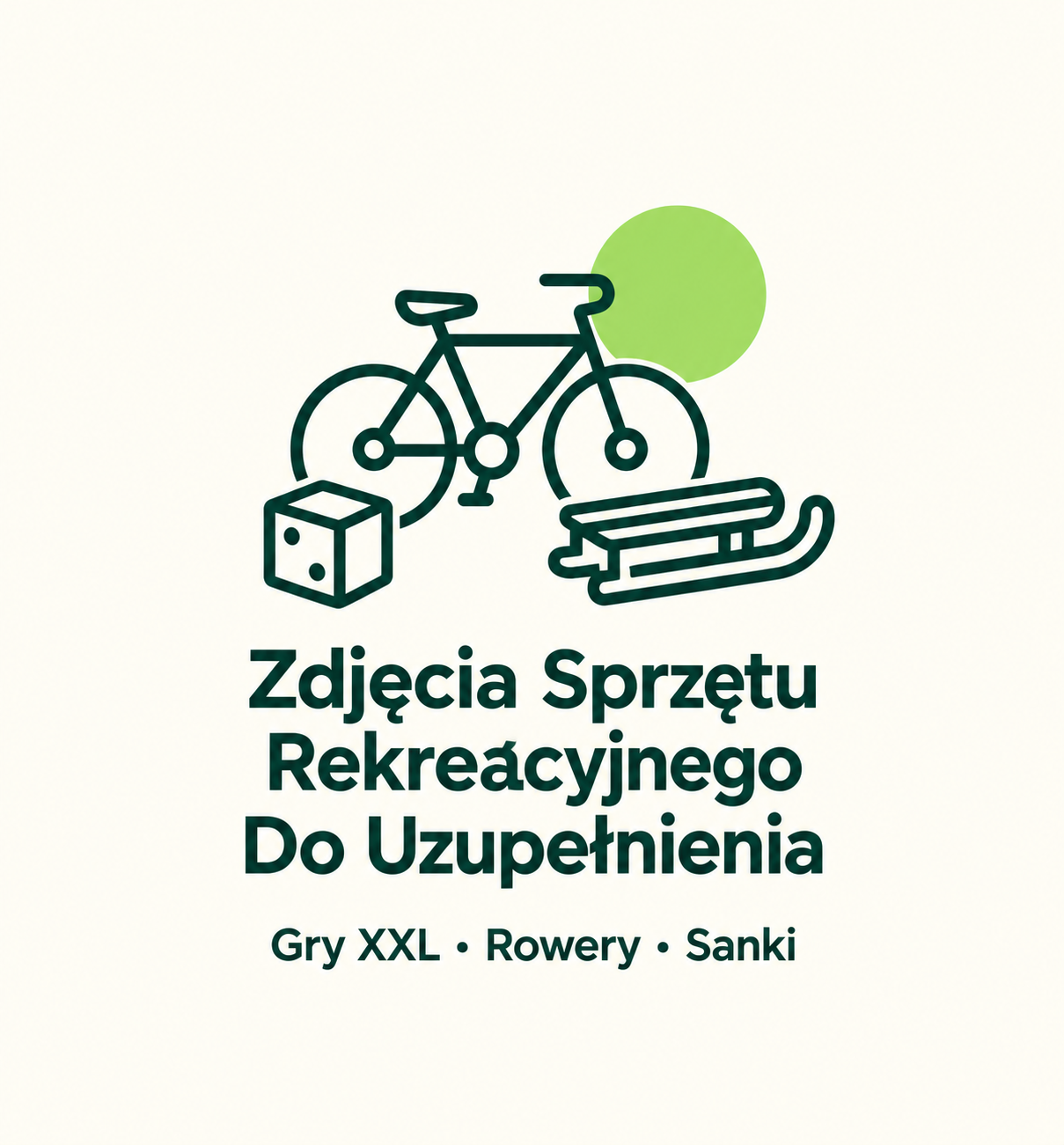 Zdjęcia sprzętu rekreacyjnego do uzupełnienia: gry XXL, rowery i sanki